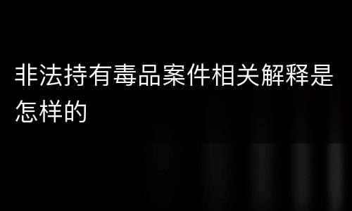 非法持有毒品案件相关解释是怎样的