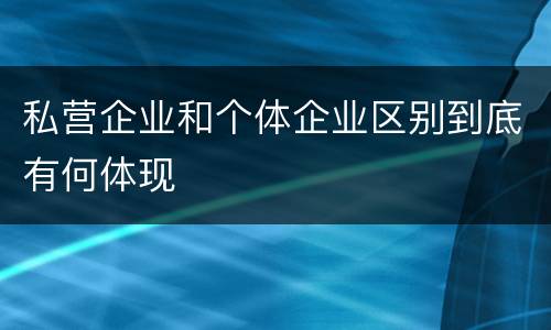 私营企业和个体企业区别到底有何体现