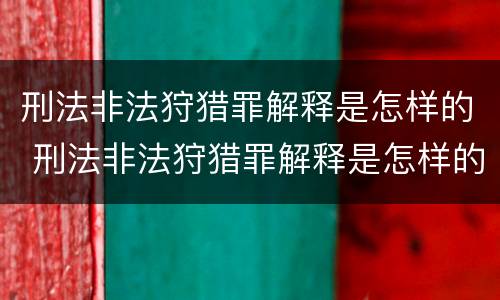 刑法非法狩猎罪解释是怎样的 刑法非法狩猎罪解释是怎样的呢