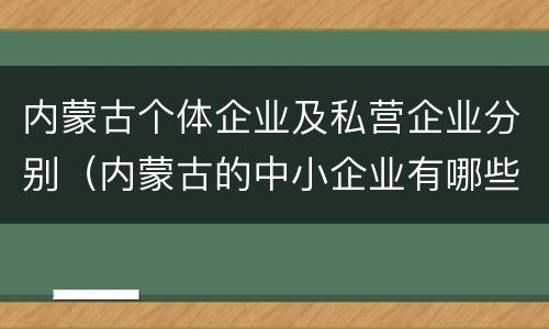 内蒙古个体企业及私营企业分别（内蒙古的中小企业有哪些）