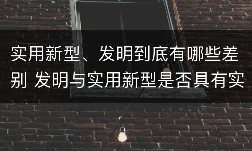 实用新型、发明到底有哪些差别 发明与实用新型是否具有实用性