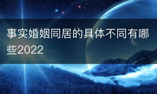 事实婚姻同居的具体不同有哪些2022