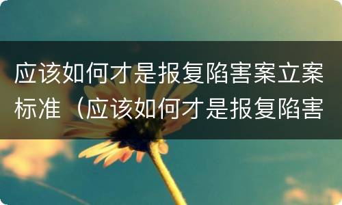 应该如何才是报复陷害案立案标准（应该如何才是报复陷害案立案标准呢）