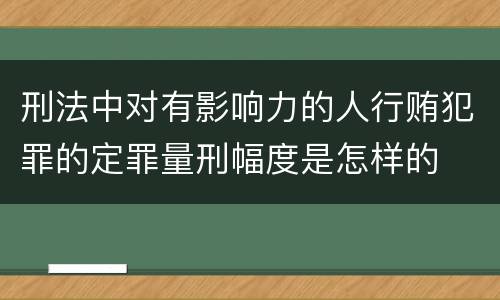 刑法中对有影响力的人行贿犯罪的定罪量刑幅度是怎样的