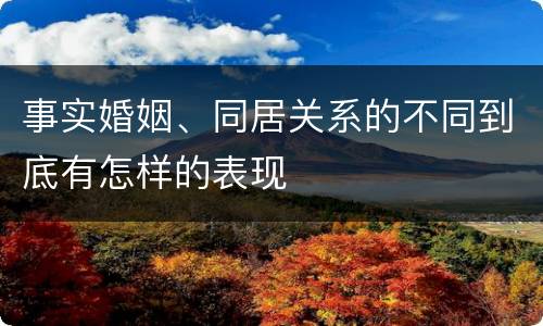 事实婚姻、同居关系的不同到底有怎样的表现