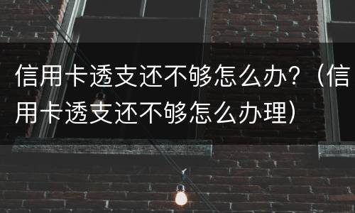 信用卡透支还不够怎么办?（信用卡透支还不够怎么办理）