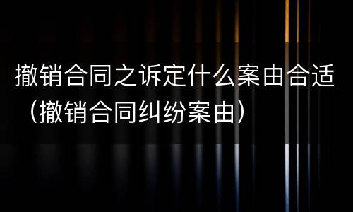 撤销合同之诉定什么案由合适（撤销合同纠纷案由）