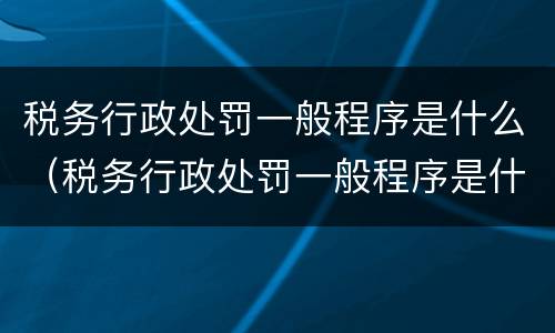 税务行政处罚一般程序是什么（税务行政处罚一般程序是什么）