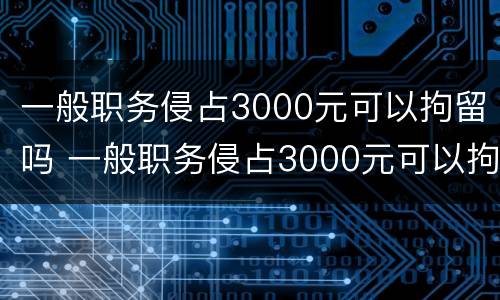 一般职务侵占3000元可以拘留吗 一般职务侵占3000元可以拘留吗