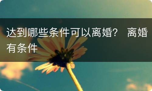 达到哪些条件可以离婚？ 离婚有条件