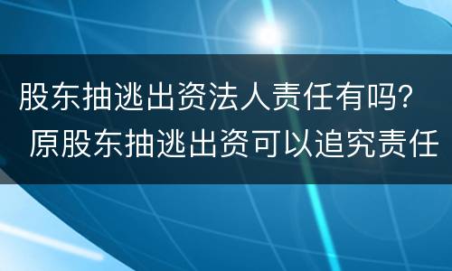 股东抽逃出资法人责任有吗？ 原股东抽逃出资可以追究责任吗