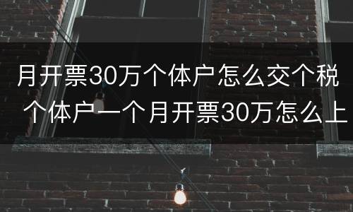 月开票30万个体户怎么交个税 个体户一个月开票30万怎么上税