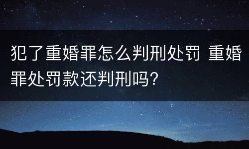 犯了重婚罪怎么判刑处罚 重婚罪处罚款还判刑吗?