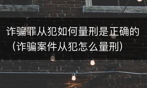 诈骗罪从犯如何量刑是正确的（诈骗案件从犯怎么量刑）