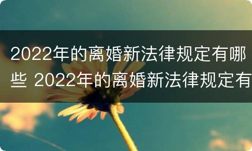 2022年的离婚新法律规定有哪些 2022年的离婚新法律规定有哪些呢