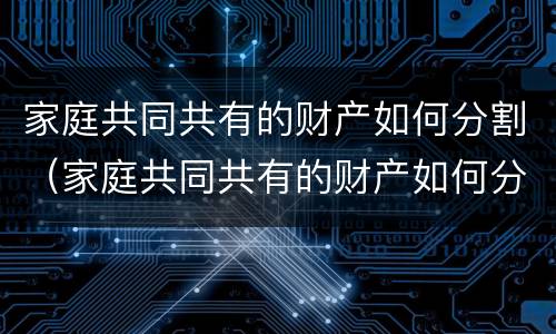 家庭共同共有的财产如何分割（家庭共同共有的财产如何分割呢）