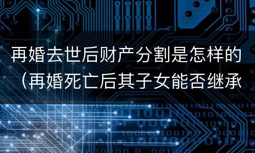 再婚去世后财产分割是怎样的（再婚死亡后其子女能否继承活着一方房产）