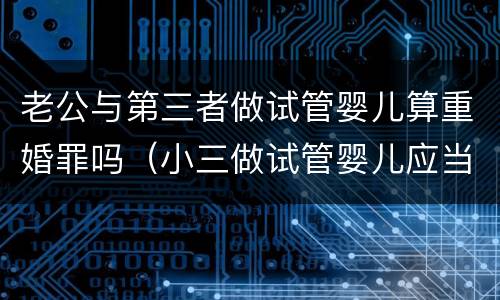 老公与第三者做试管婴儿算重婚罪吗（小三做试管婴儿应当承担法律责任吗）