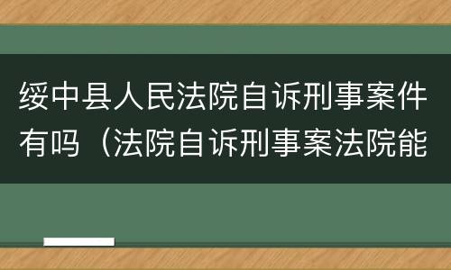 绥中县人民法院自诉刑事案件有吗（法院自诉刑事案法院能抓人吗）