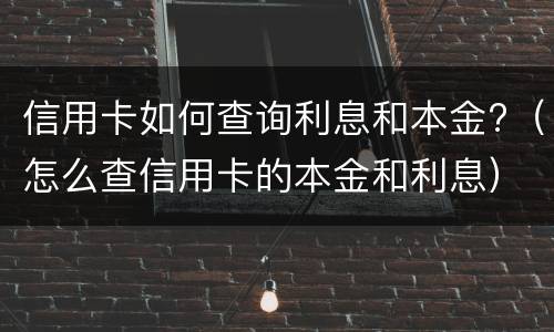 信用卡如何查询利息和本金?（怎么查信用卡的本金和利息）