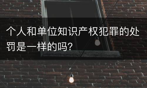 个人和单位知识产权犯罪的处罚是一样的吗？