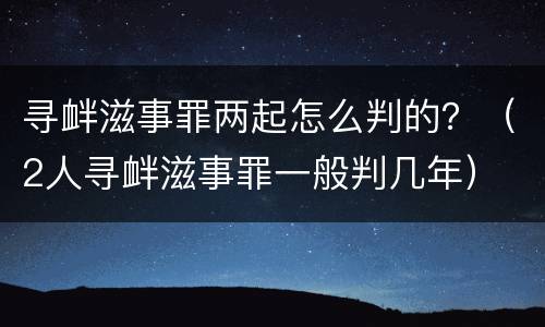 寻衅滋事罪两起怎么判的？（2人寻衅滋事罪一般判几年）