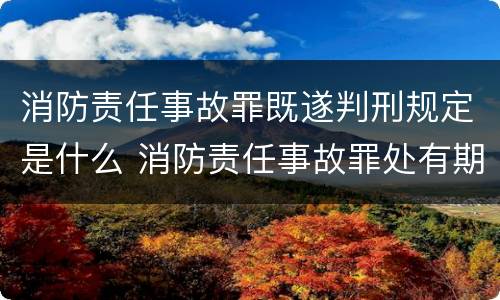 消防责任事故罪既遂判刑规定是什么 消防责任事故罪处有期徒刑多少年