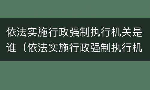 依法实施行政强制执行机关是谁（依法实施行政强制执行机关是谁指定的）