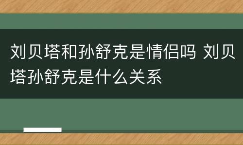 刘贝塔和孙舒克是情侣吗 刘贝塔孙舒克是什么关系