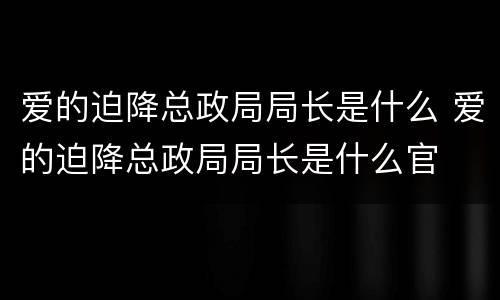 爱的迫降总政局局长是什么 爱的迫降总政局局长是什么官