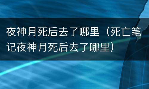 夜神月死后去了哪里（死亡笔记夜神月死后去了哪里）