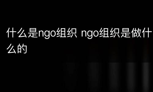 什么是ngo组织 ngo组织是做什么的