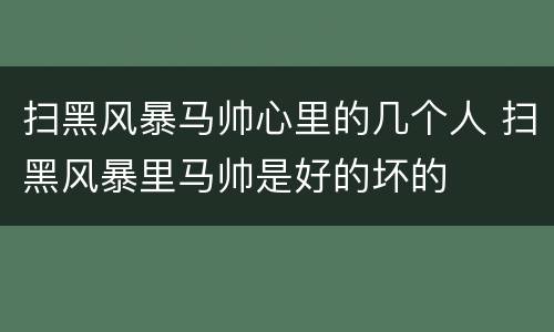 扫黑风暴马帅心里的几个人 扫黑风暴里马帅是好的坏的