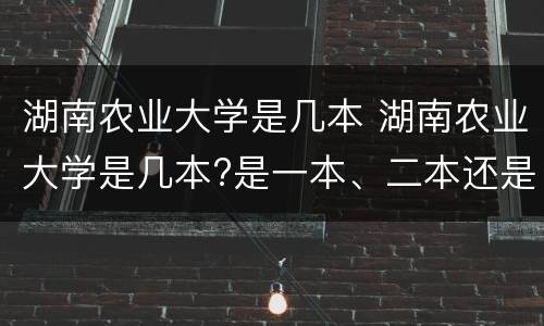 湖南农业大学是几本 湖南农业大学是几本?是一本、二本还是三本?