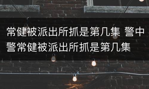 常健被派出所抓是第几集 警中警常健被派出所抓是第几集