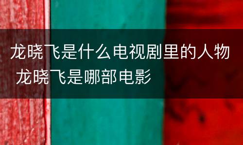 龙晓飞是什么电视剧里的人物 龙晓飞是哪部电影