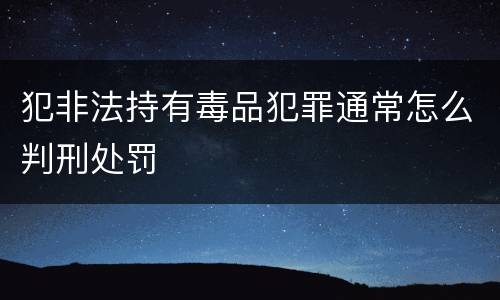 犯非法持有毒品犯罪通常怎么判刑处罚