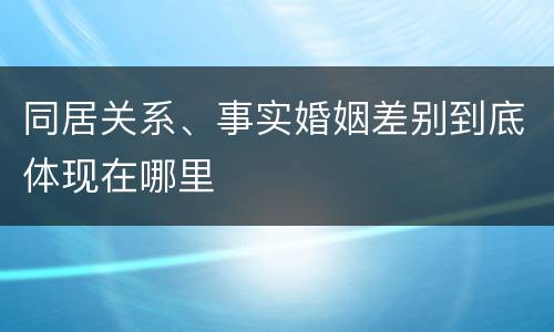 同居关系、事实婚姻差别到底体现在哪里