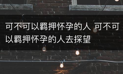 可不可以羁押怀孕的人 可不可以羁押怀孕的人去探望