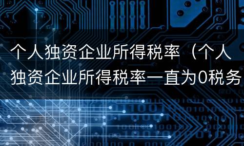 个人独资企业所得税率（个人独资企业所得税率一直为0税务局会不会来查你）