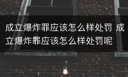 成立爆炸罪应该怎么样处罚 成立爆炸罪应该怎么样处罚呢