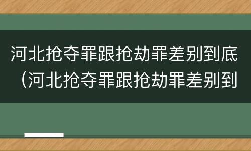 河北抢夺罪跟抢劫罪差别到底（河北抢夺罪跟抢劫罪差别到底多大）