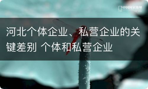 河北个体企业、私营企业的关键差别 个体和私营企业