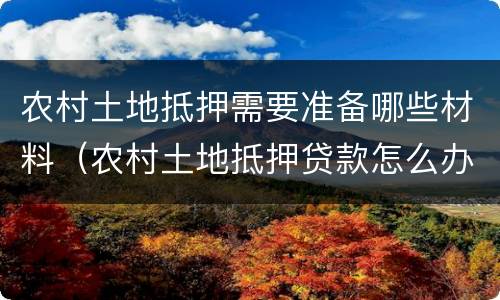 农村土地抵押需要准备哪些材料（农村土地抵押贷款怎么办理）