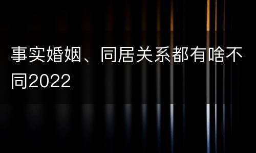 事实婚姻、同居关系都有啥不同2022