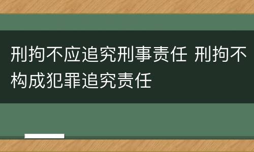 刑拘不应追究刑事责任 刑拘不构成犯罪追究责任