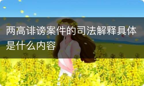 两高诽谤案件的司法解释具体是什么内容