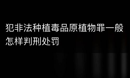 犯非法种植毒品原植物罪一般怎样判刑处罚