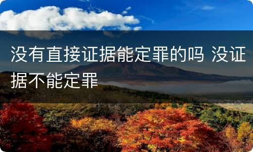 没有直接证据能定罪的吗 没证据不能定罪