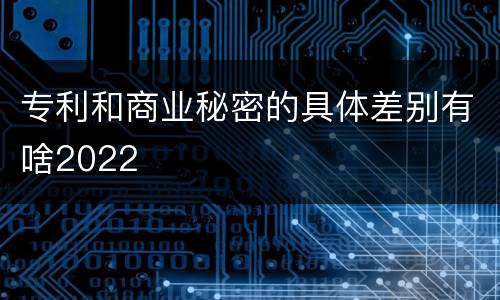 专利和商业秘密的具体差别有啥2022